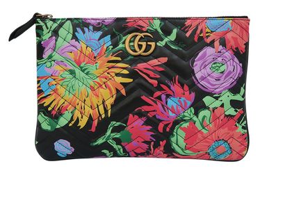 Gucci GG Marmont Ken Scott Pouch, &pound;450, Accessories, Black/Green/Purple/Yellow, Leather, Front view